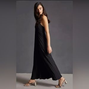 ANTHROPOLOGIE PLEATED HALTER OPEN BACK GRECIAN MIDI MAXI DRESS SIZE 12